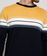 Sueter-de-Trico-Masculino-com-Listras-Gola-Careca-Mostarda-9780953-Mostarda_5
