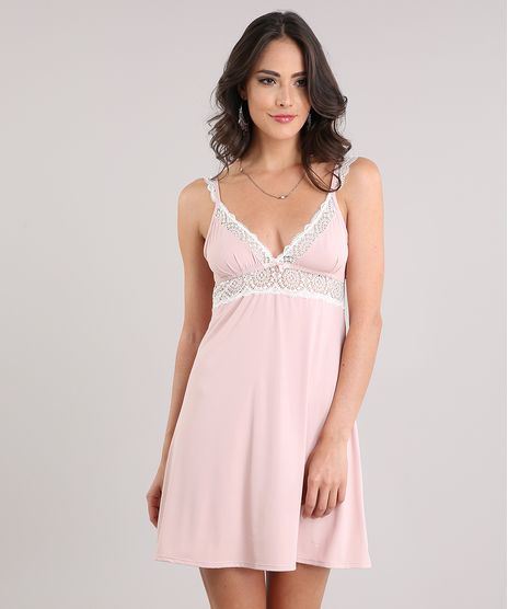 Camisola-Feminina-com-Renda-Alcas-Finas-Rose-9026622-Rose_1