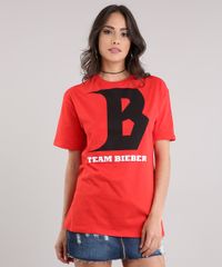 Blusa-Feminina--Team-Bieber--Manga-Curta-Decote-Redondo-em-Algodao---Sustentavel-Vermelha-9129704-Vermelho_1