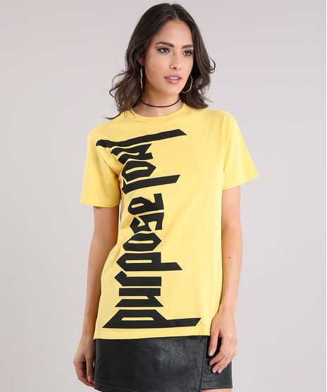 Blusa-Feminina-Justin-Bieber--Purpose-Tour--Manga-Curta-Decote-Redondo-em-Algodao---Sustentavel-Amarela-9129703-Amarelo_1