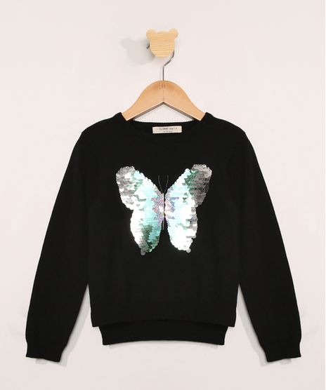 Blusa-de-Trico-Infantil-com-Borboleta-em-Paete-Preta-9972136-Preto_1