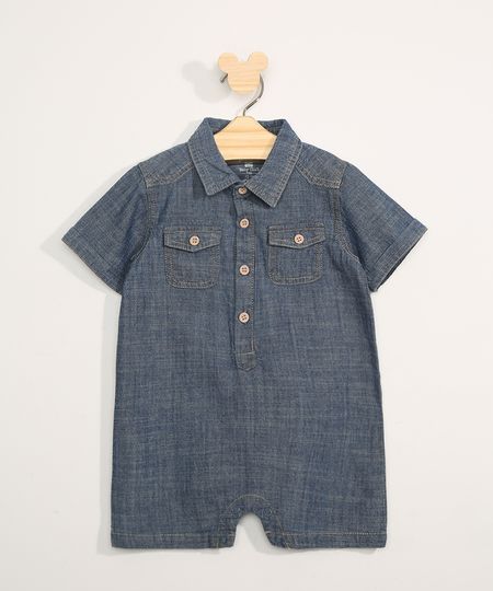 Macaquinho-Jeans-Infantil-Manga-Curta-com-Bolsos--Azul-Claro-9950584-Azul_Claro_1