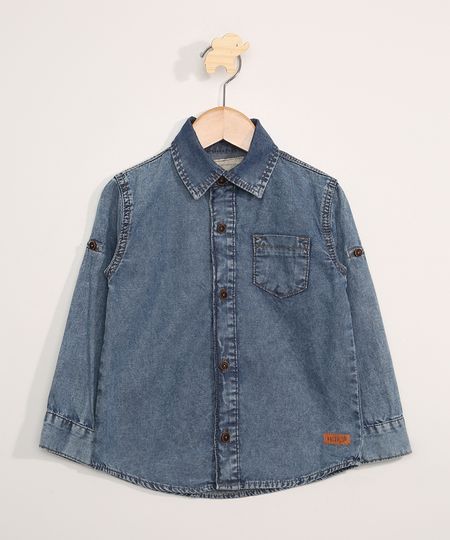 Camisa-Jeans-Infantil-Manga-Longa-com-Bolso-Azul-Escuro-9979743-Azul_Escuro_1