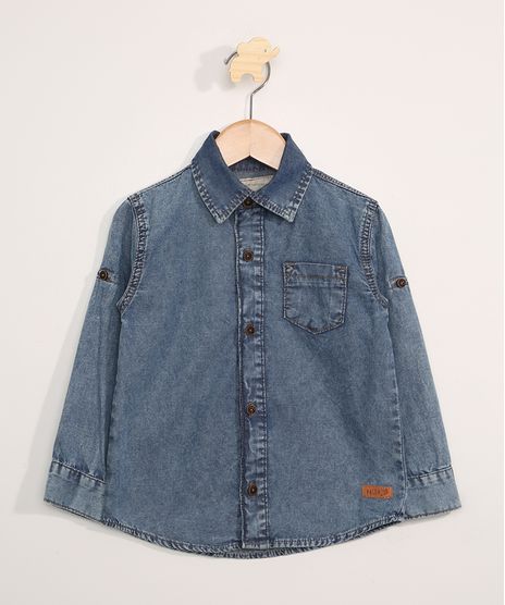 Camisa-Jeans-Infantil-Manga-Longa-com-Bolso-Azul-Escuro-9979743-Azul_Escuro_1