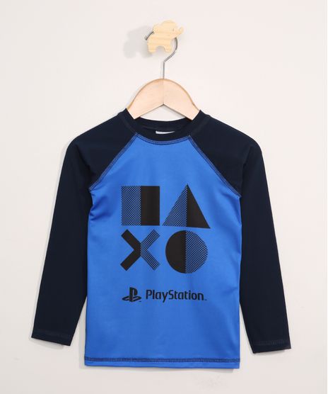 Camiseta-de-Praia-Infantil-Manga-Longa-Playstation-Raglan-com-Protecao-UV50--Azul-Marinho-9966205-Azul_Marinho_1