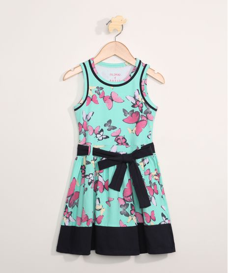 Vestido-Infantil-Sem-Manga-Estampado-Borboletas-com-Faixa-Verde-9980014-Verde_1