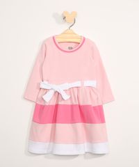 Vestido-Infantil-Manga-Longa-Listrado-com-Recortes-e-Faixa-para-Amarrar--Rosa-Claro-9981651-Rosa_Claro_1