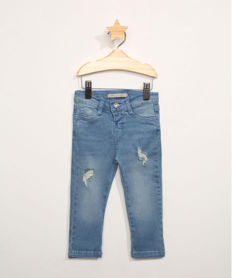 Calca-Jeans-Infantil-Skinny-Destroyed-com-Bolsos-Azul-Medio-9978504-Azul_Medio_1