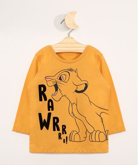 Camiseta-Infantil-Manga-Longa-Simba-Flocada-Gola-Careca-Mostarda-9975856-Mostarda_1