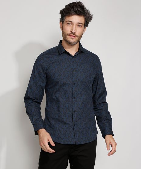 Camisa-Masculina-Slim-Estampada-Floral-Manga-Longa-Azul-Marinho-9817458-Azul_Marinho_1