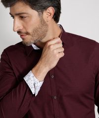 Camisa-Masculina-Slim-com-Punho-Contrastante-Manga-Longa-Vinho-9945173-Vinho_4