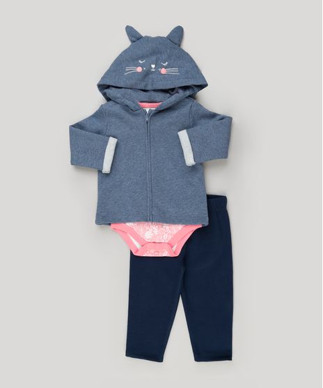 Conjunto-Infantil-de-Blusao-com-Capuz-de-Orelhinhas---Body-Estampado-Floral-Manga-Curta---Calca-em-Moletom-de-Algodao---Sustentavel-Azul-Marinho-8915308-Azul_Marinho_1