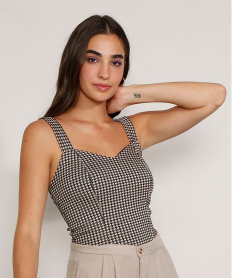 Regata-de-Jacquard-Feminina-Estampada-Pied-de-Poule-Alca-Larga-Decote-Princesa-Preta-9983485-Preto_1