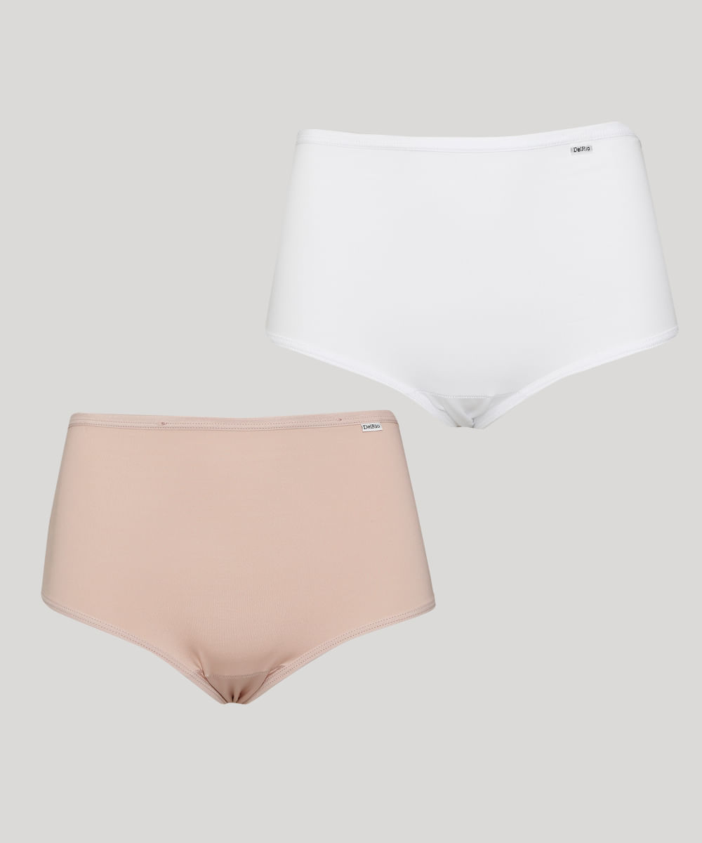 Kit de 2 Calcinhas DelRio Caleçon Cintura Alta Multicor