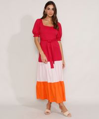 Vestido-Feminino-Longo-com-Recortes-e-Faixa-para-Amarrar-Manga-Bufante-Multicor-9979321-Multicor_3