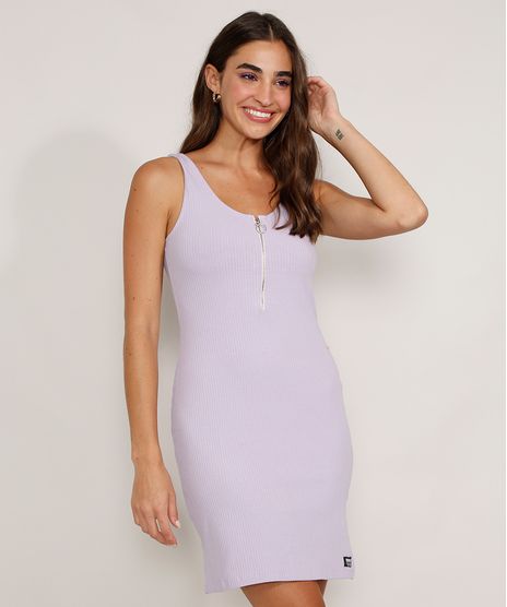 Vestido-Feminino-Curto-Canelado-com-Meio-Ziper-de-Argola-Alca-Larga-Lilas-9976166-Lilas_1