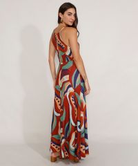 Vestido-Feminino-Longo-Halter-Neck-Texturizado-Estampado-de-Cajus-Multicor-9977672-Multicor_2