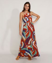 Vestido-Feminino-Longo-Halter-Neck-Texturizado-Estampado-de-Cajus-Multicor-9977672-Multicor_3