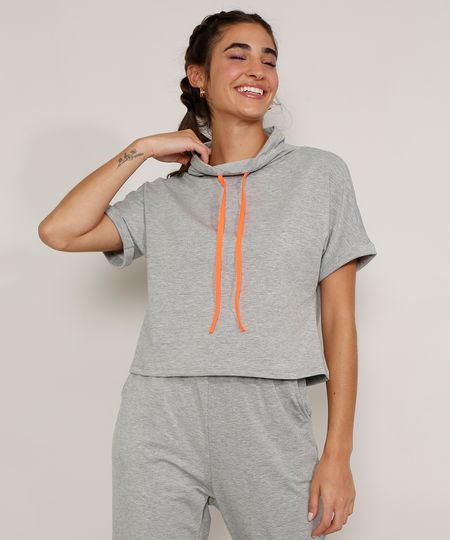 Camiseta-Feminina-Esportiva-Ace-Manga-Curta-Gola-Alta-com-Cadarco-Cinza-Mescla-9978918-Cinza_Mescla_1