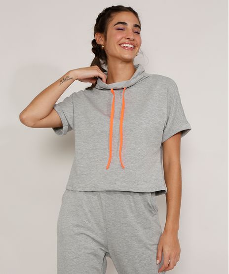 Camiseta-Feminina-Esportiva-Ace-Manga-Curta-Gola-Alta-com-Cadarco-Cinza-Mescla-9978918-Cinza_Mescla_1