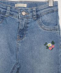 Calca-Jeans-Infantil-com-Bordado-de-Flores-Azul-Medio-9966737-Azul_Medio_3