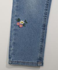 Calca-Jeans-Infantil-com-Bordado-de-Flores-Azul-Medio-9966737-Azul_Medio_4