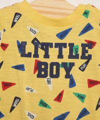 Conjunto-Infantil-Body-Manga-Curta-Estampado-de-Bandeiras-Amarelo---Short-de-Moletom-Cinza-Mescla-9981763-Cinza_Mescla_2