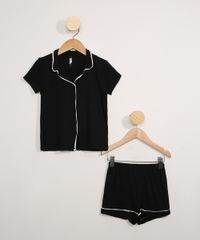 Pijama-Juvenil-Manga-Curta-com-Vivo-Contrastante-Preto-9963145-Preto_1