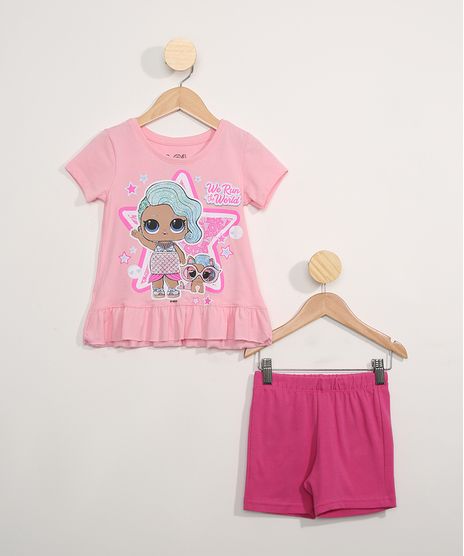 Conjunto-Infantil-Blusa-Manga-Curta-LOL-Surprise-Rosa-Claro---Short-Pink-9979017-Pink_1