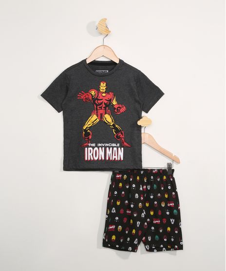 Pijama-Infantil-Manga-Curta-Homem-de-Ferro-Cinza-Mescla-Escuro-9983637-Cinza_Mescla_Escuro_1