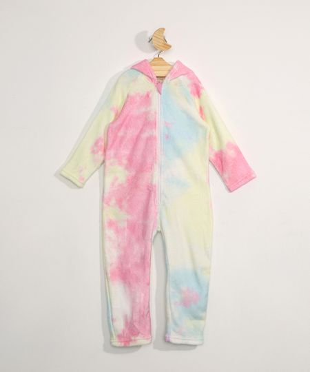 Pijama-Macacao-Infantil-em-Fleece-Estampado-Tie-Dye-Unicornio-com-Capuz-Rosa-9972649-Rosa_1