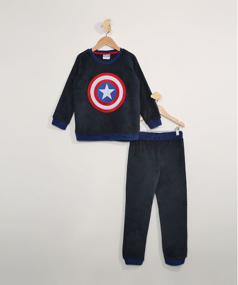 Pijama-Infantil-em-Fleece-Manga-Longa-Capitao-America-Azul-9972650-Azul_1