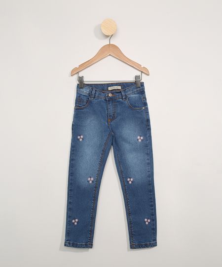 Calca-Jeans-Infantil-com-Bordado-de-Flores-Azul-Medio-9978983-Azul_Medio_1