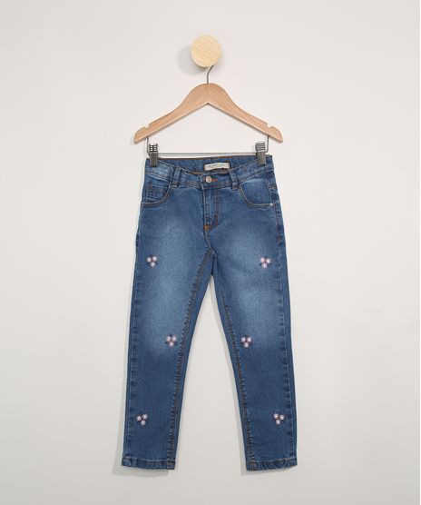 Calca-Jeans-Infantil-com-Bordado-de-Flores-Azul-Medio-9978983-Azul_Medio_1