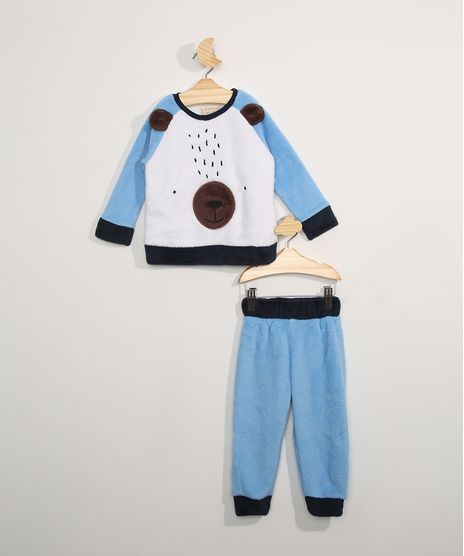 Pijama-Infantil-em-Fleece-Manga-Longa-Urso--Azul-9972646-Azul_1