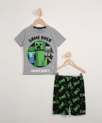 Pijama-Infantil-Manga-Curta-Minecraft-Cinza-Mescla-9956708-Cinza_Mescla_1