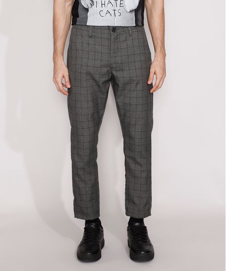 Calca-Masculina-Alfaiataria-Slim-Cropped-Estampada-Quadriculada-Cinza-Mescla-Escuro-9984785-Cinza_Mescla_Escuro_1