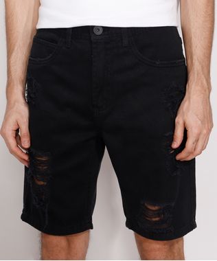 Bermuda-Masculina-de-Sarja-Slim-Destroyed-Preta-9982521-Preto_1