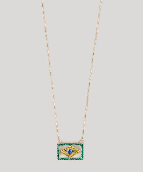 Colar-Feminino-Brasil-com-Strass-Dourado-9218933-Dourado_1