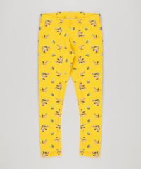 Calca-Legging-Infantil-Estampada-Floral-em-Algodao---Sustentavel-Amarela-9135818-Amarelo_1