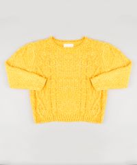 Sueter-Infantil-em-Trico-de-Chenille-Manga-Longa-Amarelo-8863292-Amarelo_1