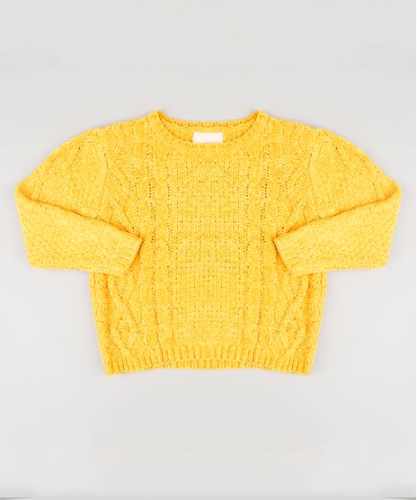 Sueter-Infantil-em-Trico-de-Chenille-Manga-Longa-Amarelo-8863292-Amarelo_1