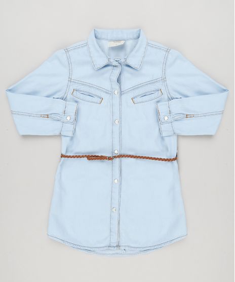 Vestido-Chemise-Jeans-Infantil-com-Cinto-Trancado-Azul-Claro-9168806-Azul_Claro_1