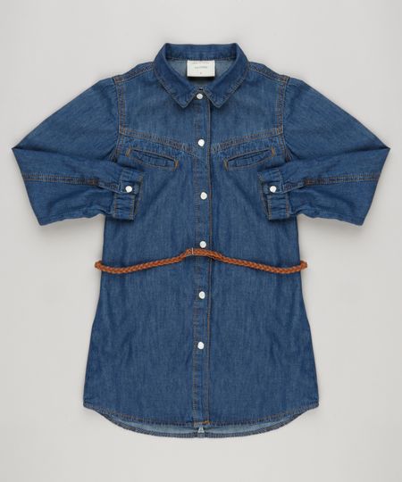 Vestido-Chemise-Jeans-Infantil-com-Cinto-Trancado-Azul-Escuro-9168806-Azul_Escuro_1 Vestido-Chemise-Jeans-Infantil-com-Cinto-Trancado-Azul-Escuro-9168806-Azul_Escuro_1