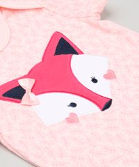 Body-Infantil-Estampado-de-Folhas-com-Raposa-Manga-Curta-Decote-Redondo-em-Algodao---Sustentavel-Rosa-Claro-8934296-Rosa_Claro_4