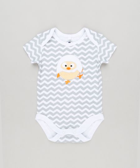 Body-Infantil-Estampado-Chevron-com-Pintinho-Manga-Curta-Gola-Redonda-em-Algodao---Sustentavel-Off-White-8934387-Off_White_1