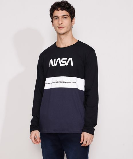 Camiseta-Masculina-Manga-Longa-NASA-com-Recortes-Gola-Careca-Preta-9982777-Preto_1
