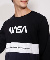Camiseta-Masculina-Manga-Longa-NASA-com-Recortes-Gola-Careca-Preta-9982777-Preto_2