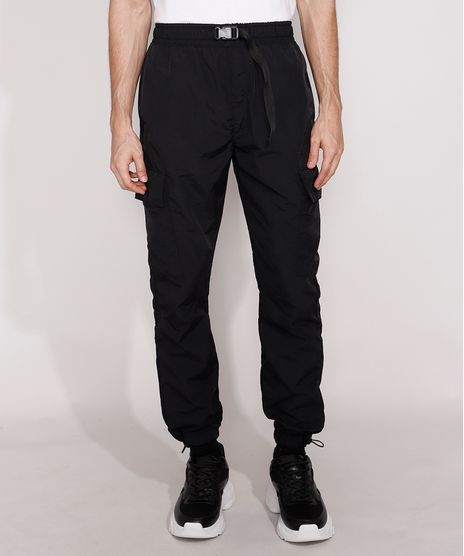 Calca-de-Nylon-Masculina-Jogger-com-Bolsos-Preta-9986913-Preto_1