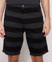Bermuda-de-Sarja-Masculina-Reta-Chino-Listrada-Preta-9982280-Preto_1